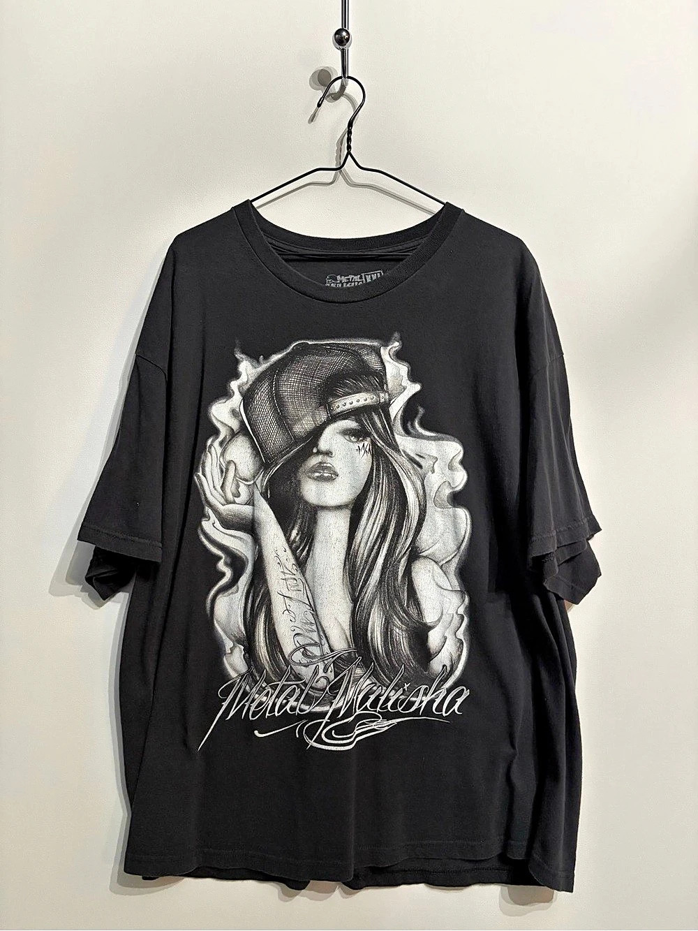 Y2K Streetwear Vintage Metal Mulisha Girl Graphic Faded Black T-shirt